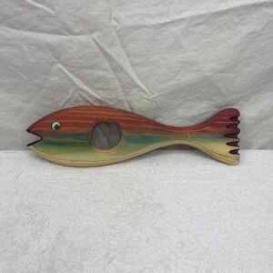 Vintage 1993 Dunn's Woodworks Rainbow Trout Wooden Back Scratcher Fish Folk Art